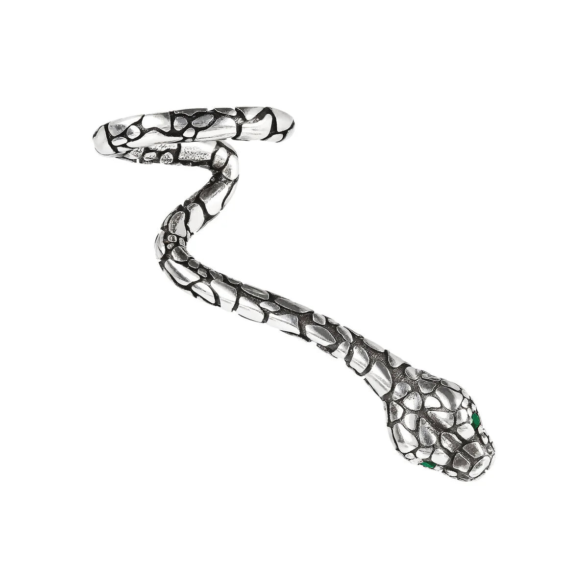 Albert M. - Orecchino Singolo Climber Serpente con Pietra Naturale Agata Verde