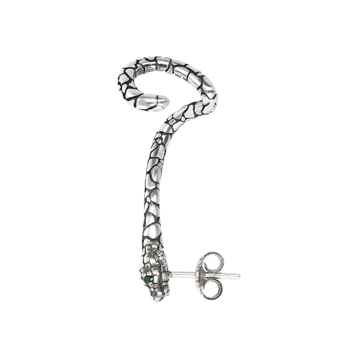 Albert M. - Orecchino Singolo Climber Serpente con Pietra Naturale Agata Verde