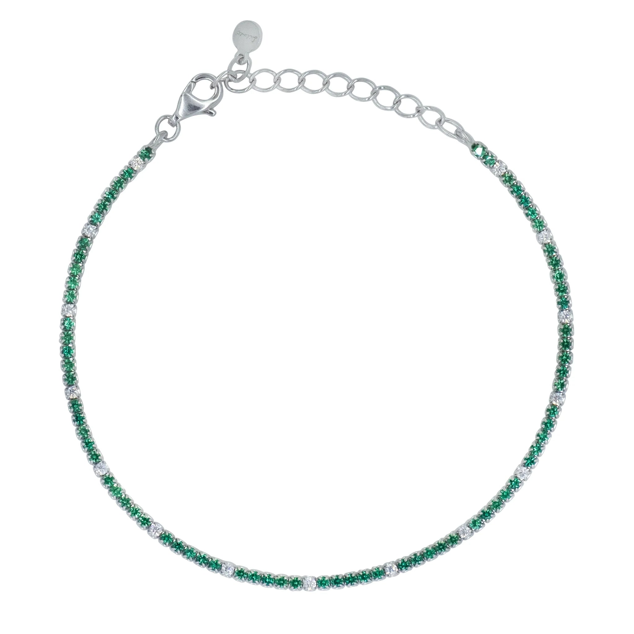 Bracciale Dilvdò Tennis 1.5mm Silver Green & White