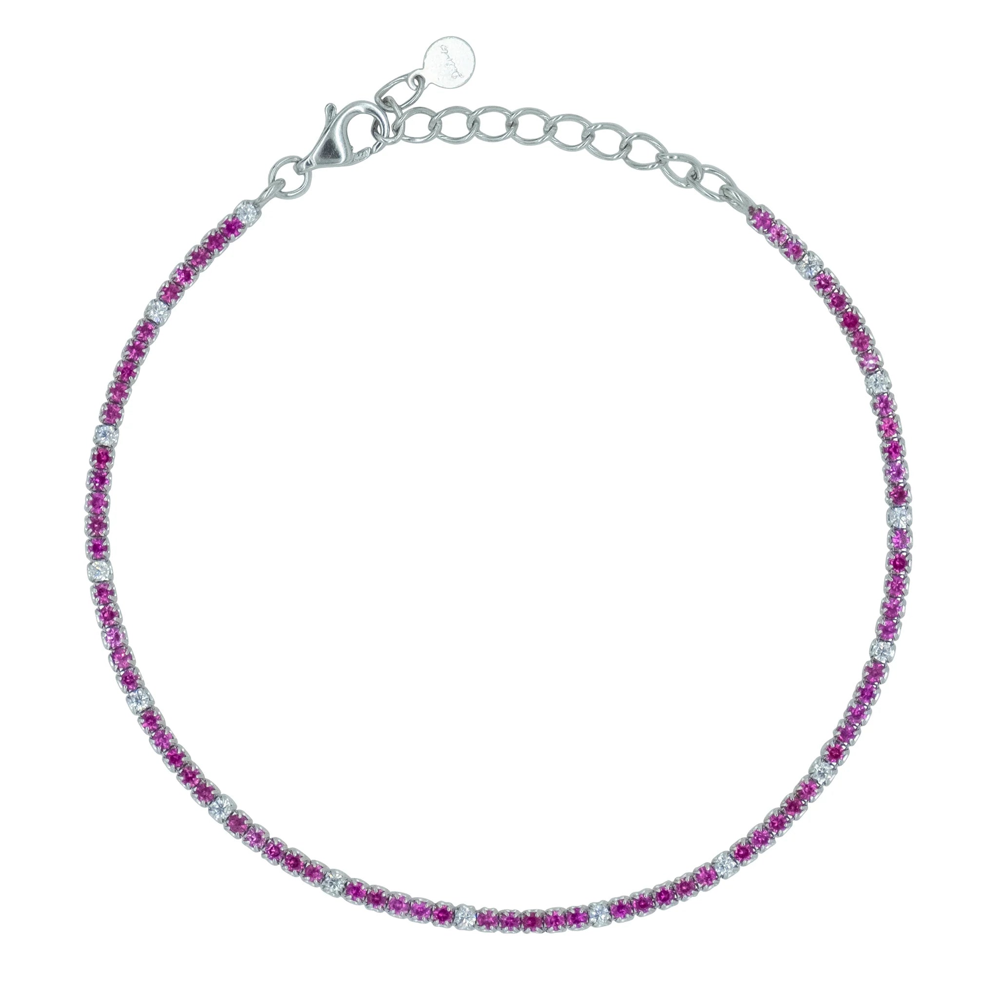 Bracciale Dilvdò Tennis 1.5mm Silver Ruby & White