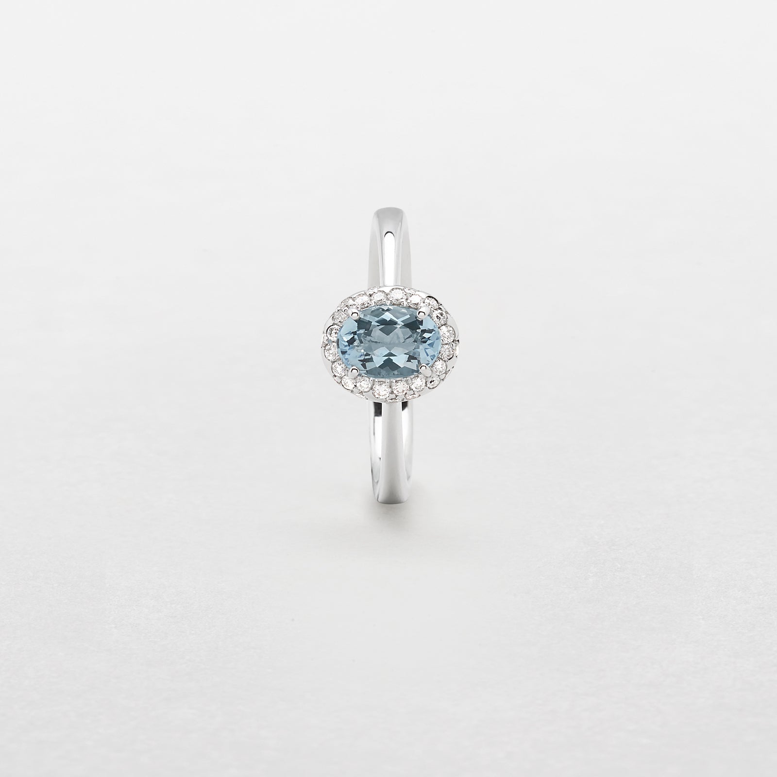 Giorgio Visconti - Anello in Oro Bianco Diamanti e Acquamarina