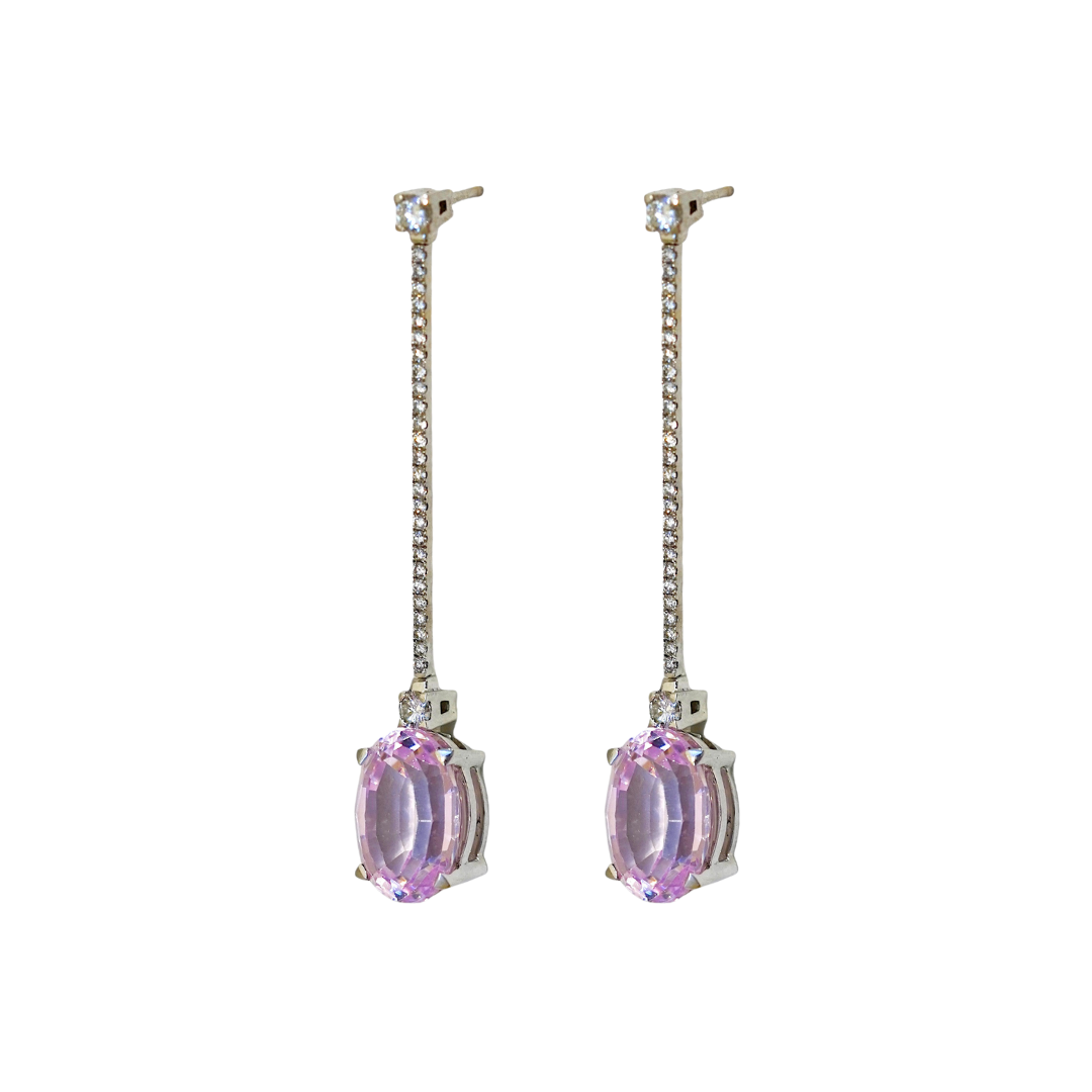Orecchini a monachella in oro bianco con ametista e diamanti - ALFIERI & ST. JOHN - Luxury Zone Orecchini a monachella in oro bianco con ametista e diamanti - ALFIERI & ST. JOHN - Luxury Zone