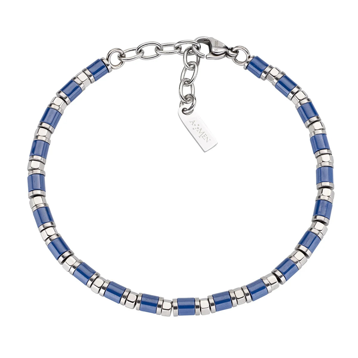 Bracciale in Acciaio e Ceramica Blu