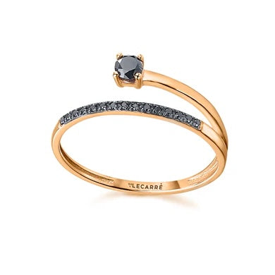 LeCarrè - Anello in Oro Rosa e Diamanti Neri