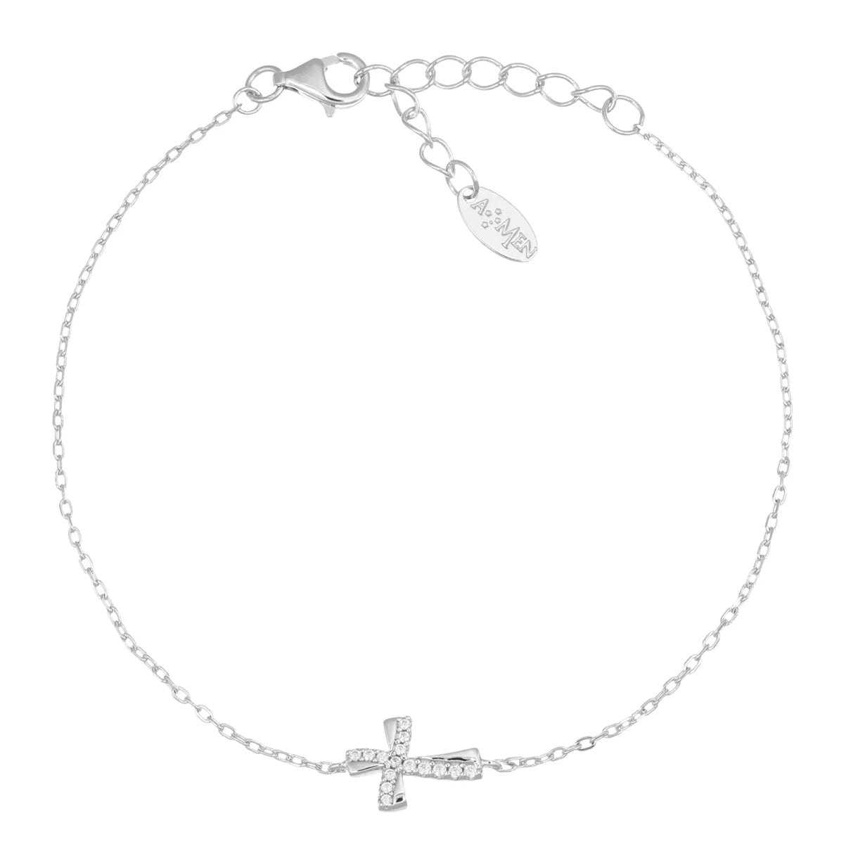Bracciale Croce Ondulata con Zirconi Bianchi