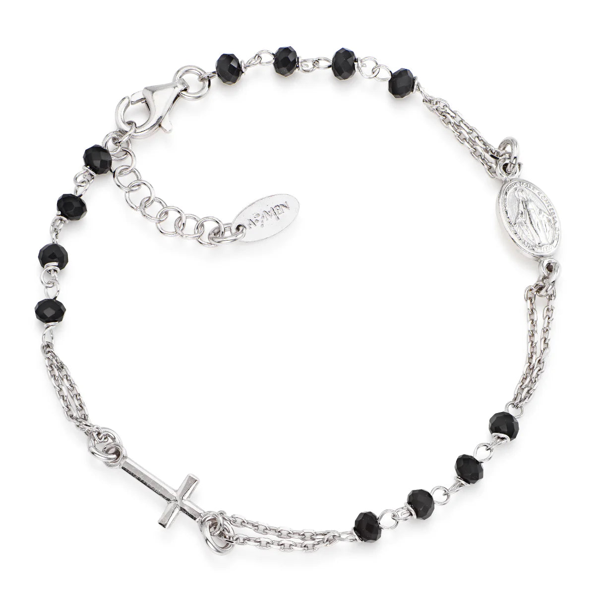 Bracciale Rosario con Cristalli Neri