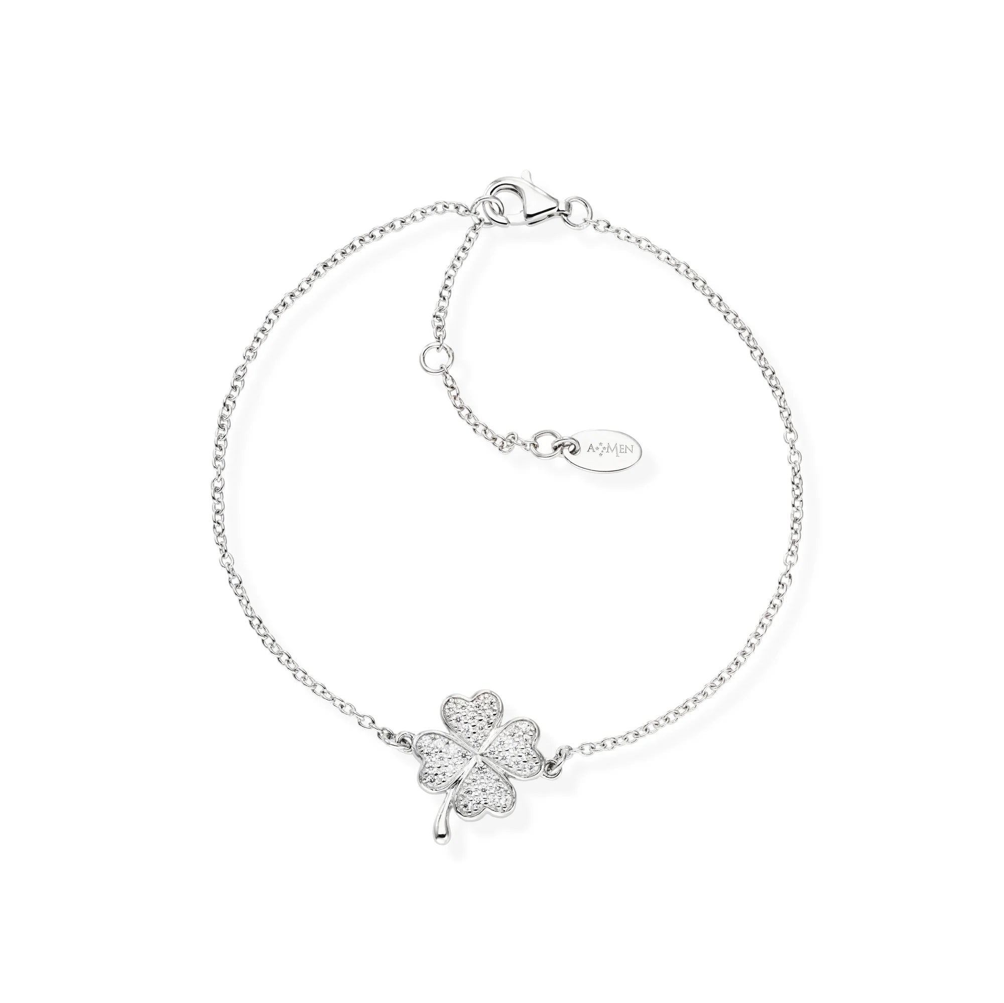 Bracciale Quadrifoglio Zirconato Rodio