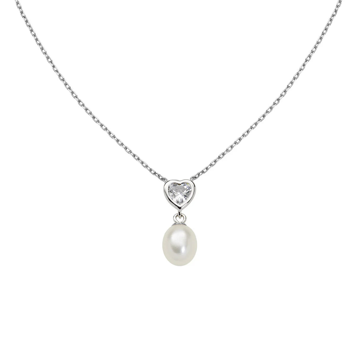 Collana Cuore con Perla e Zirconi