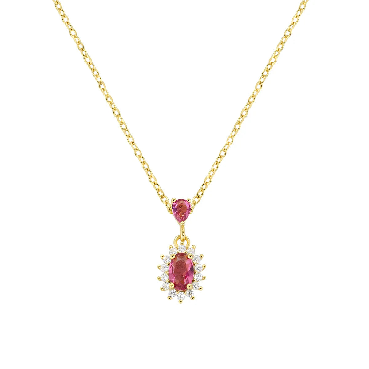 Collana Mini Royal Lady Dorata con Zircone Rosso Ciliegia in Argento 925
