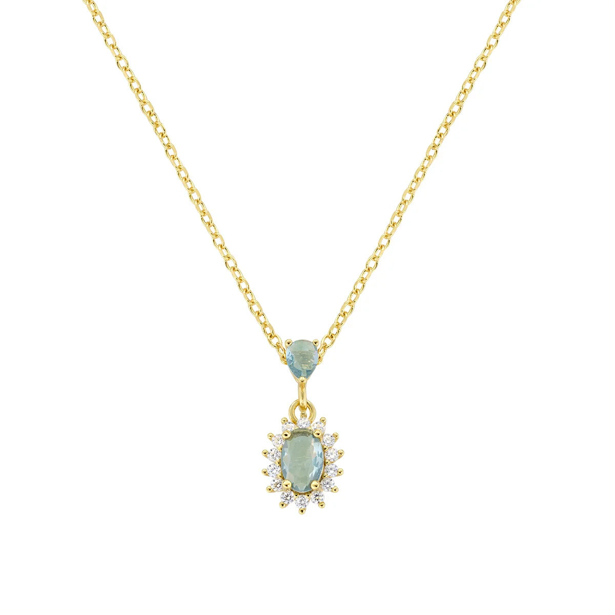 Collana Mini Royal Lady Dorata con Zircone Blu London in Argento 925