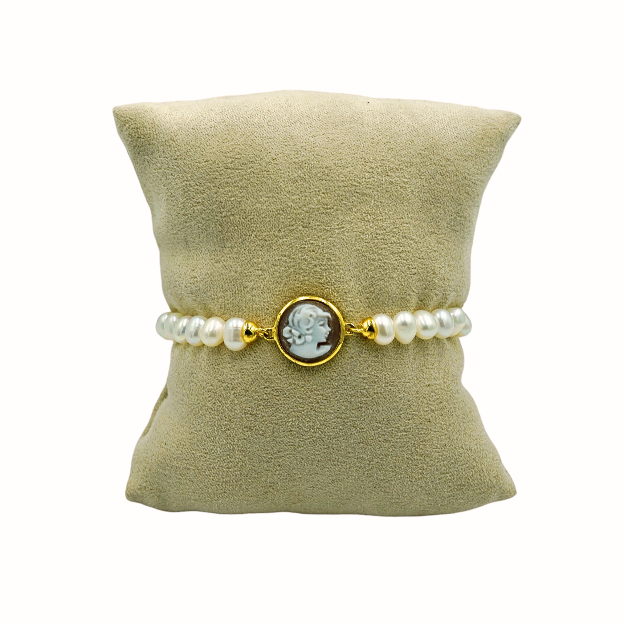 Cameo Italiano - Bracciale di perle con cameo
