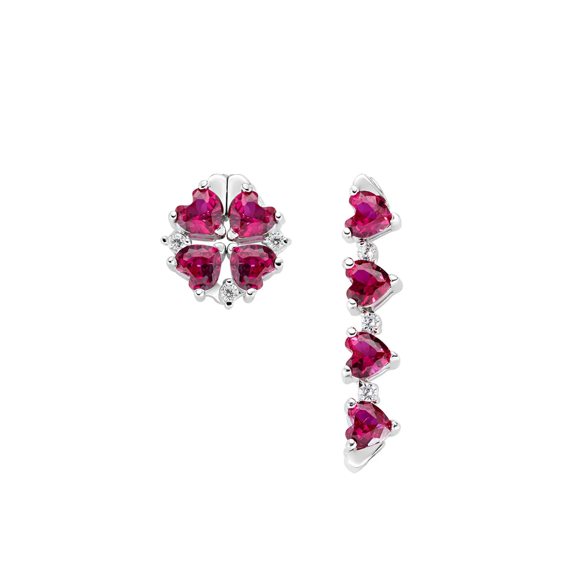 Orecchini Quadricuore Magnetico Rossi