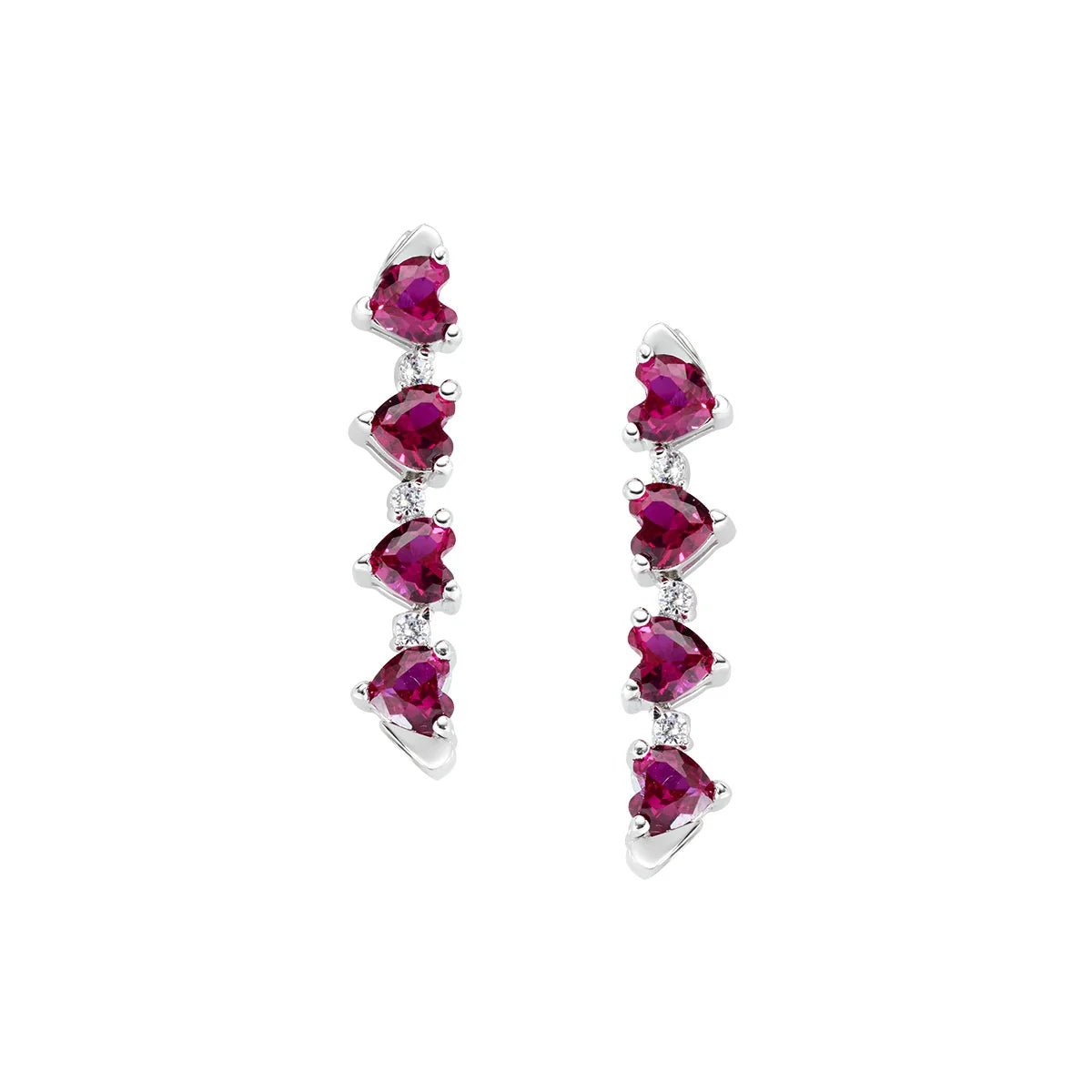 Orecchini Quadricuore Magnetico Rossi