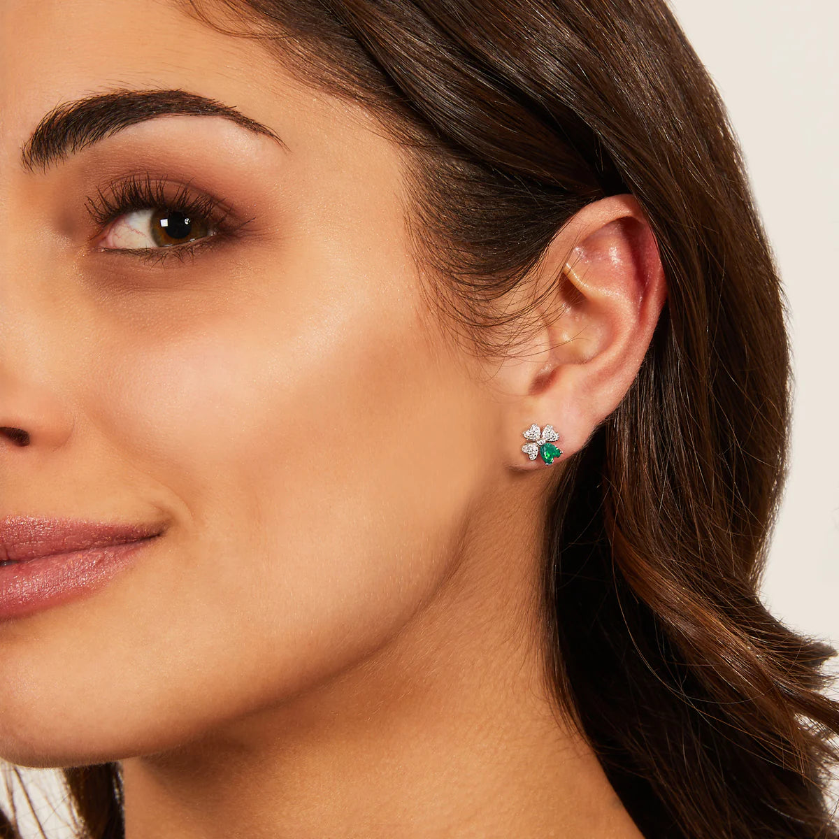 Orecchini Quadricuore Verdi in Argento con Zirconi