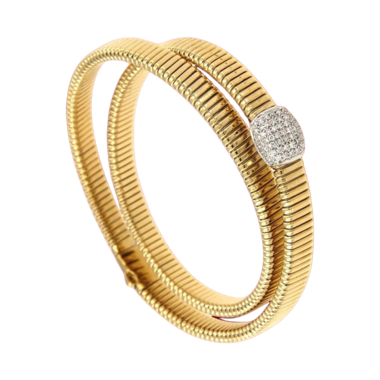 Antorà - Bracciale fascia doppia in Oro giallo con pavé di Diamanti