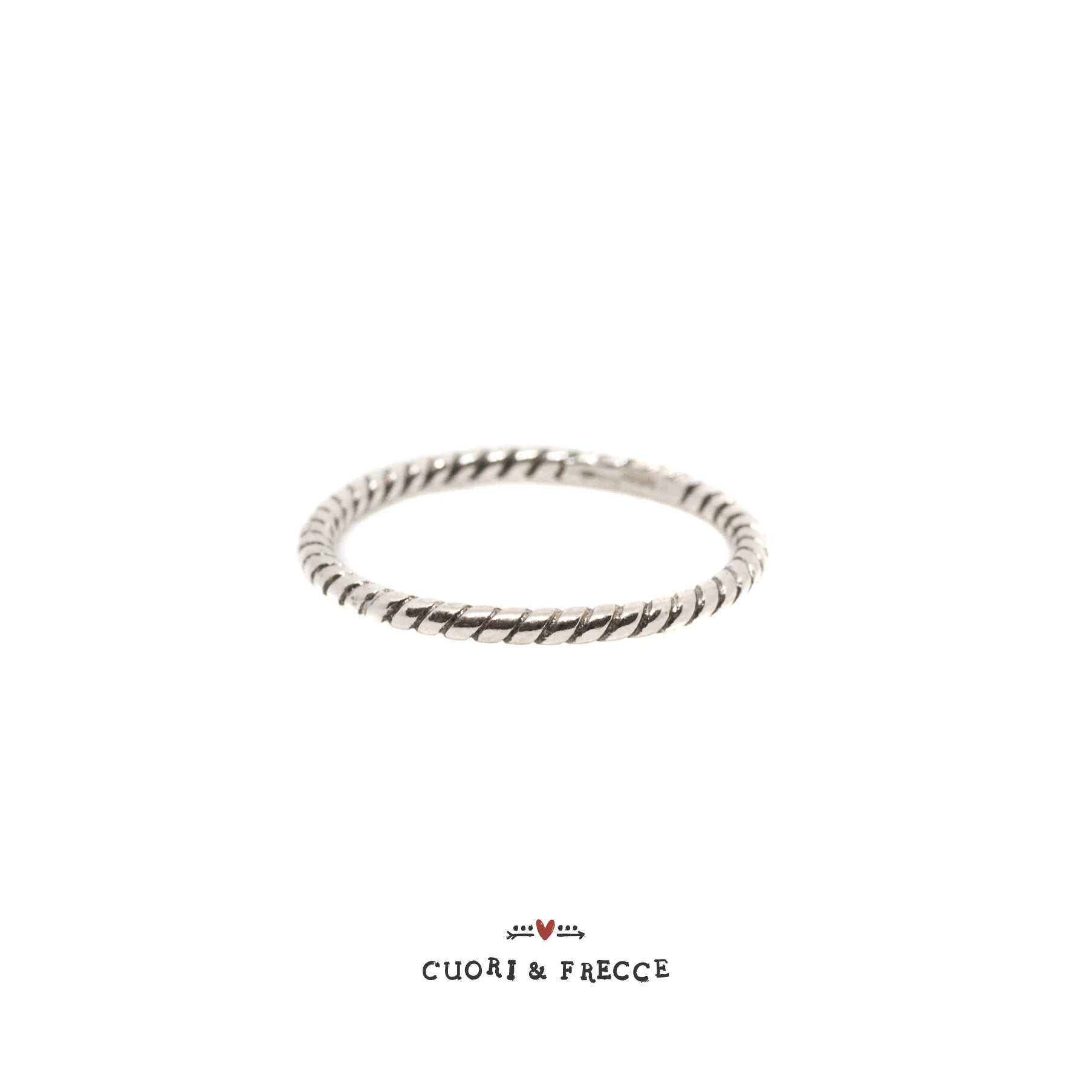 Cuori & Frecce - Anello a treccia in Argento sottile Misura 12