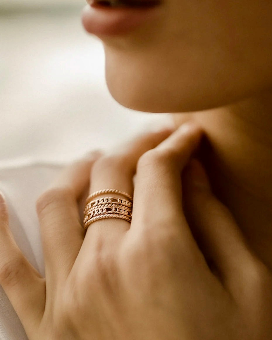 Cuori & Frecce - Anello a treccia sottile  in Oro Rosa Misura 14