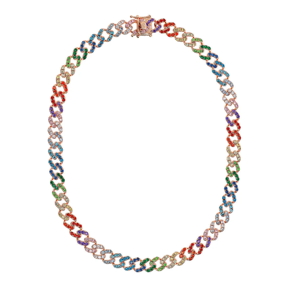Bronzallure - Collana Girocollo Catena Grumetta Squadrata con Pavé di Cubic Zirconia