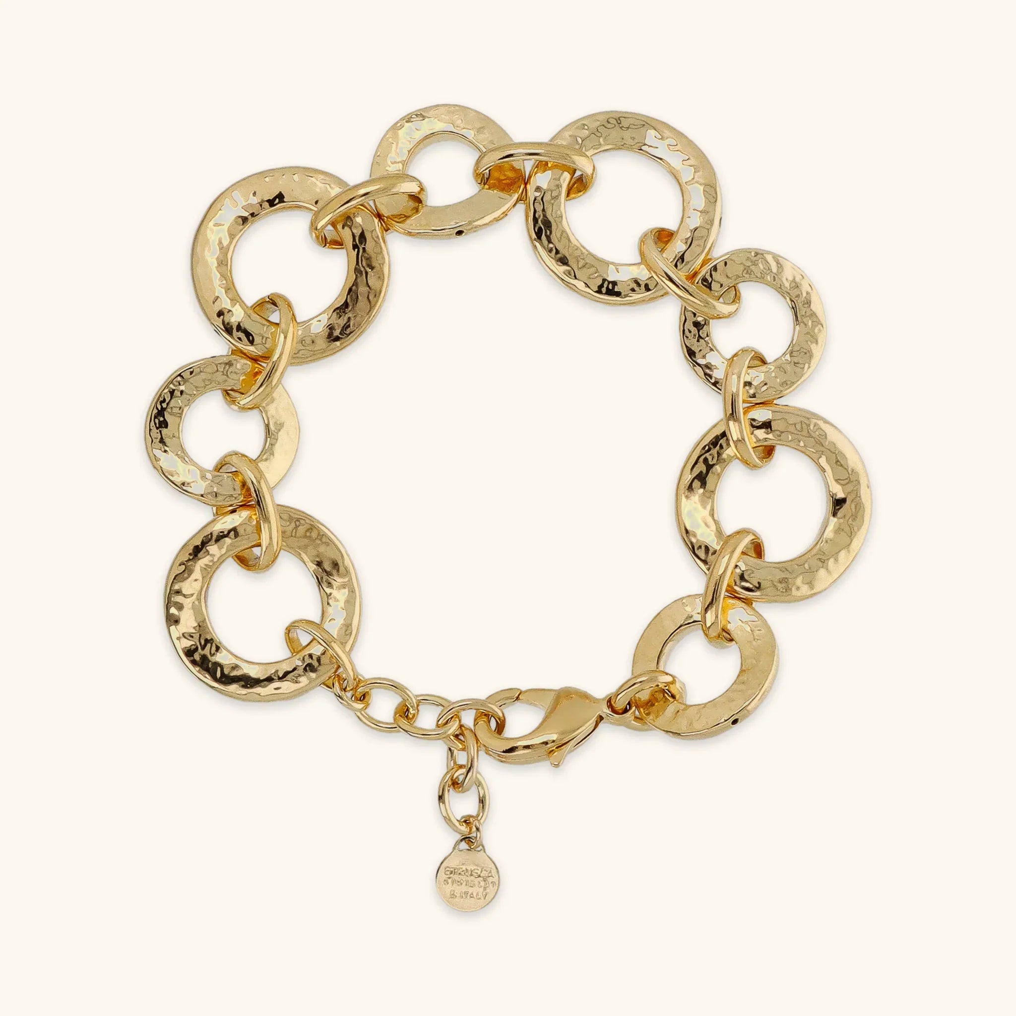 Etrusca - Bracciale Martellato con Maglia ad Anelli Graduati