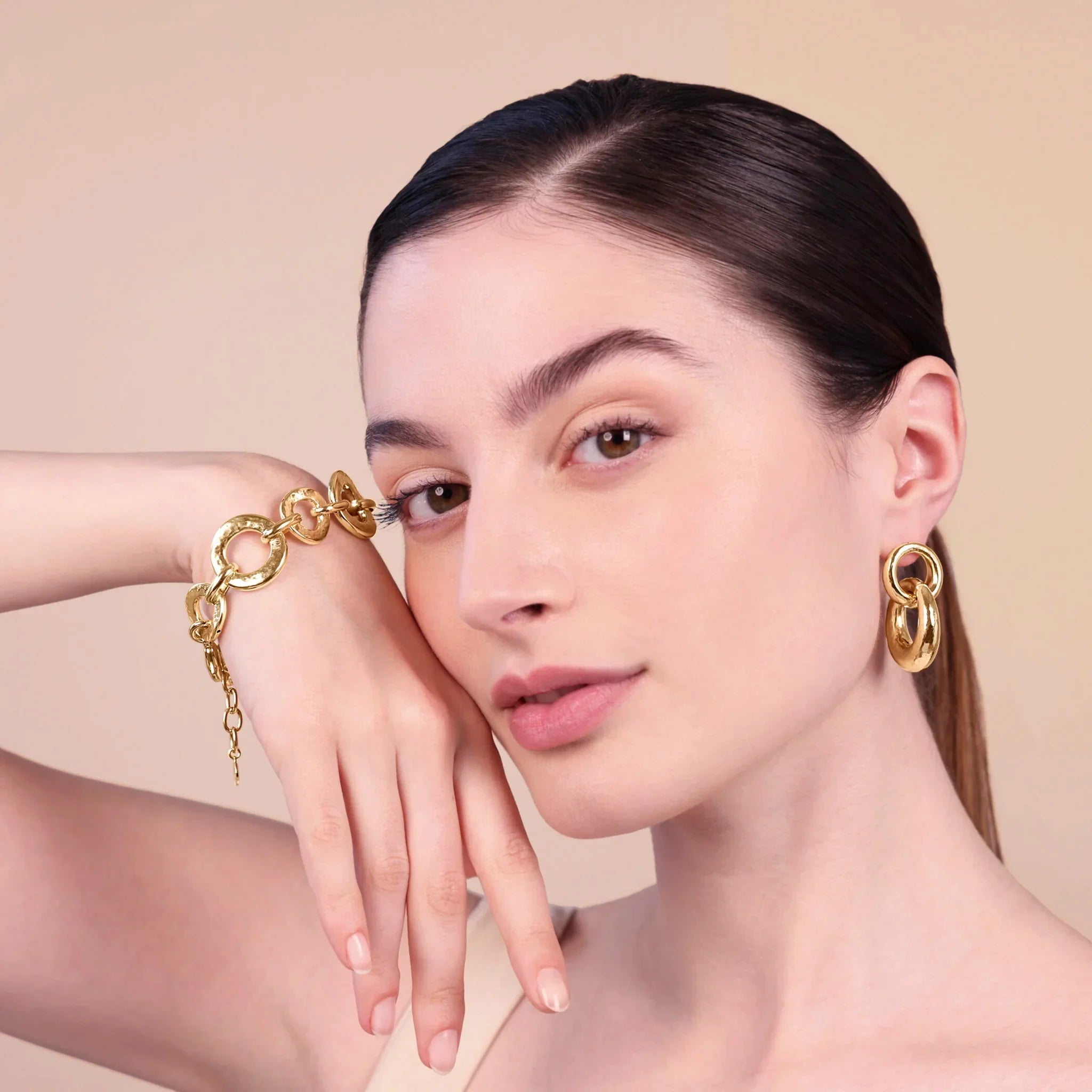 Etrusca - Bracciale Martellato con Maglia ad Anelli Graduati