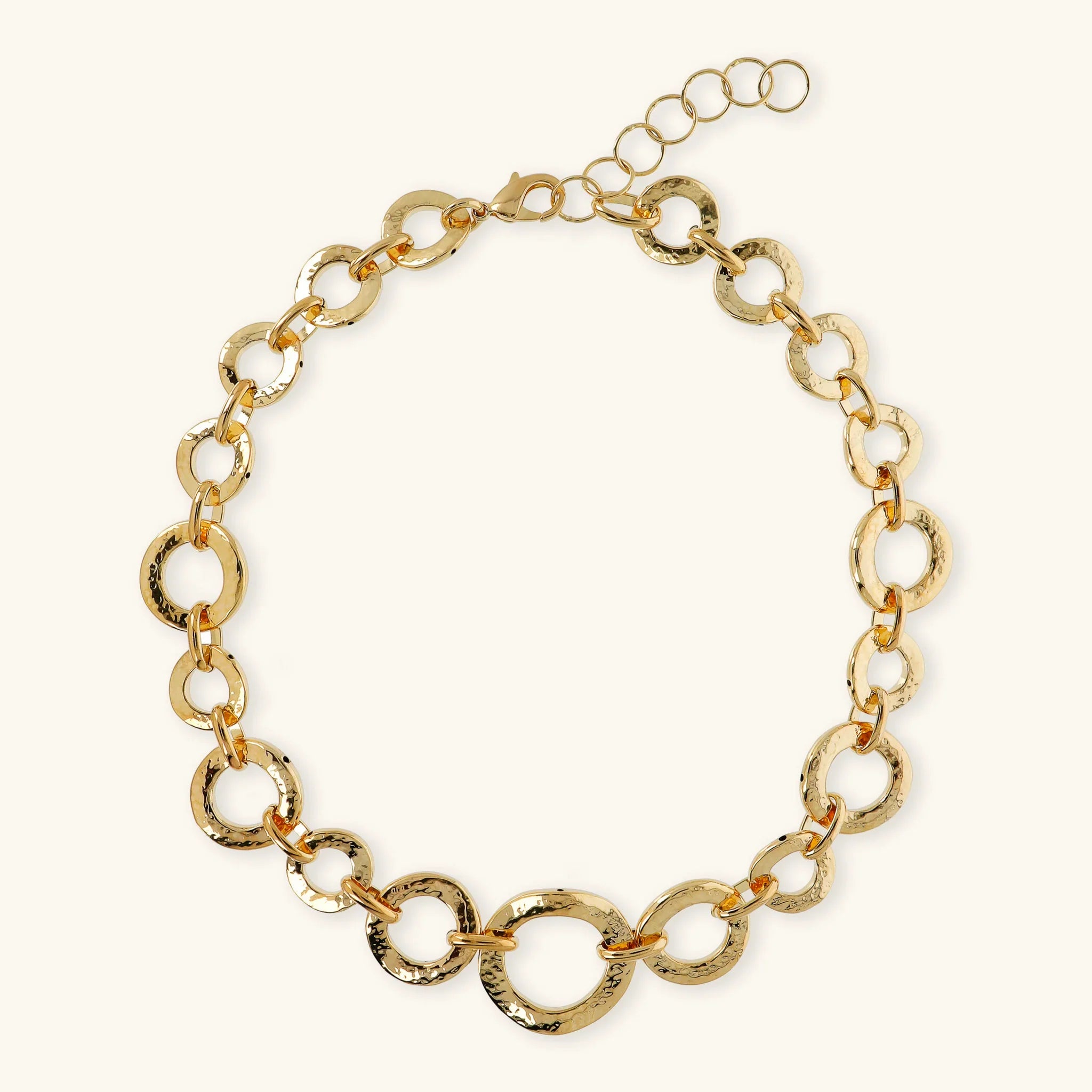 Etrusca - Collana Martellata con Maglia ad Anelli Graduati