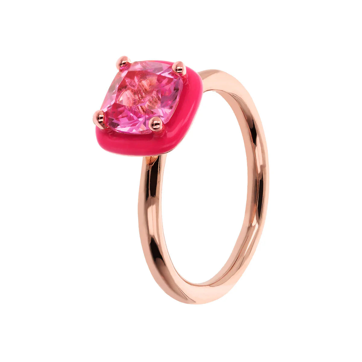 Bronzallure - Anello Cocktail Smaltato con Prisma Gem Quadrata