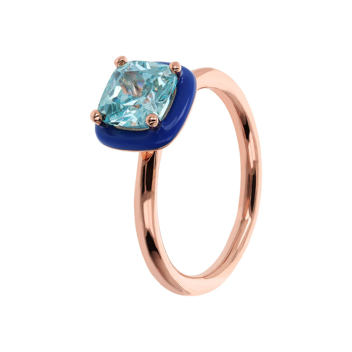Bronzallure - Anello Cocktail Smaltato con Prisma Gem Quadrata