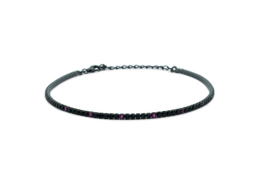 Bracciale Dilvdò Tennis 1.5mm Black Black & Ruby