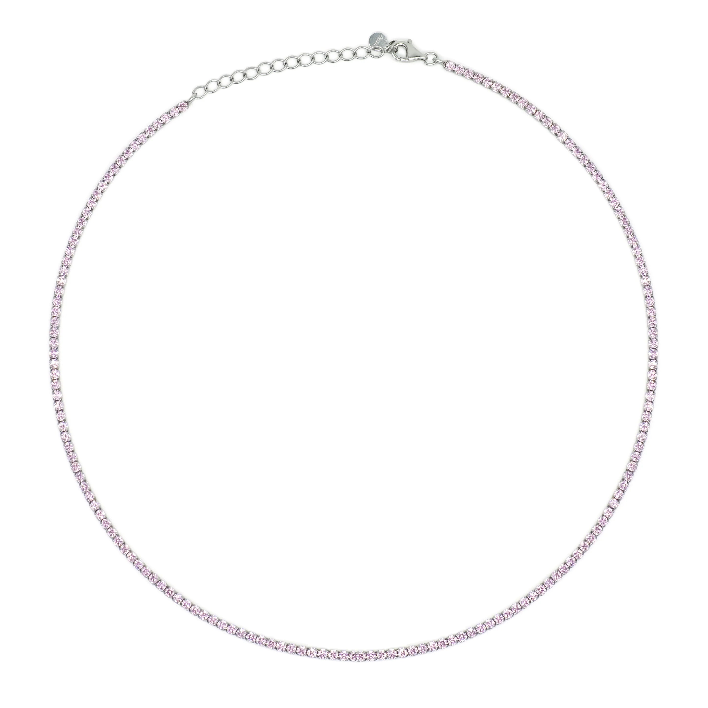 Chocker Dilvdò Tennis Silver Pink