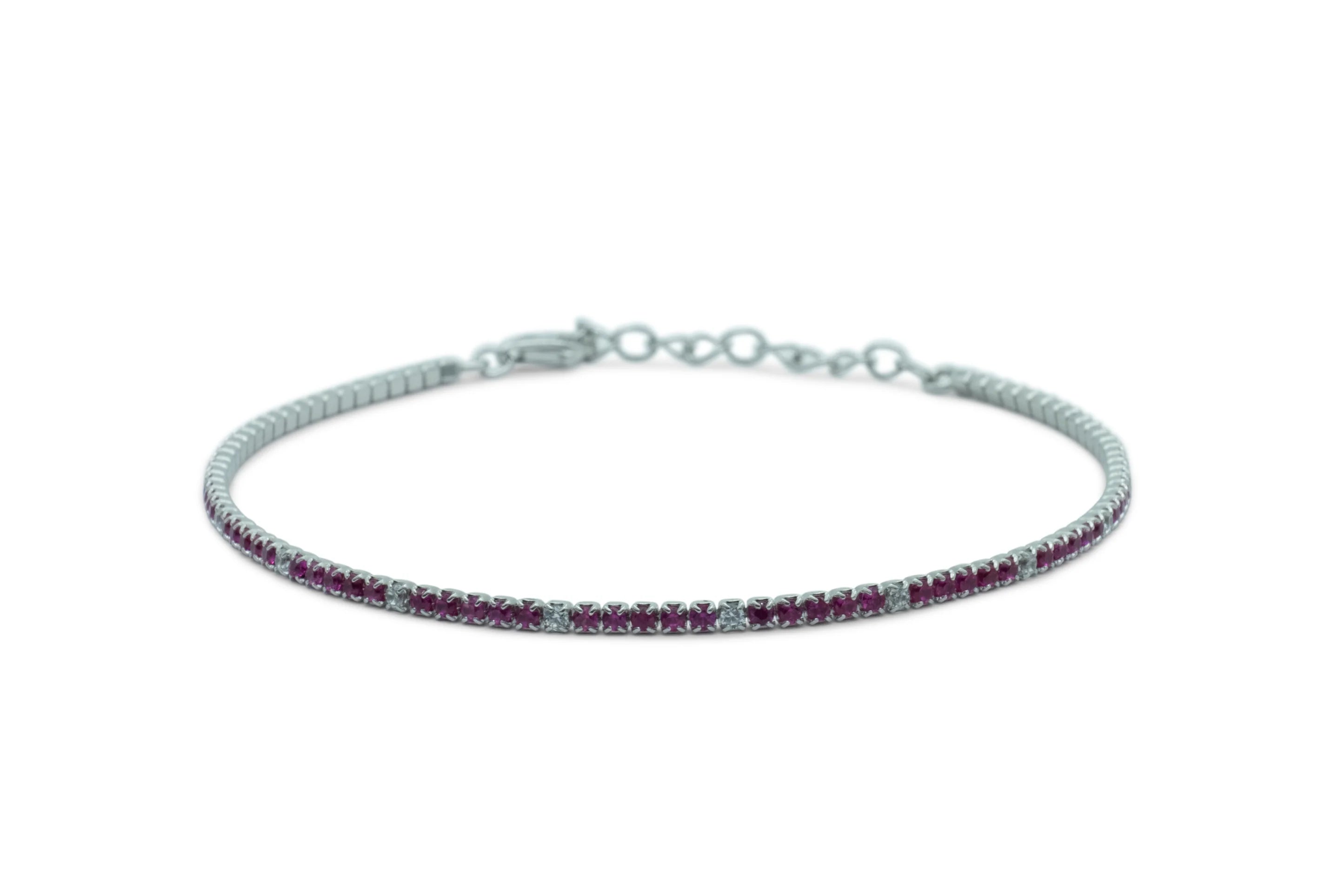 Bracciale Dilvdò Tennis 1.5mm Silver Ruby & White