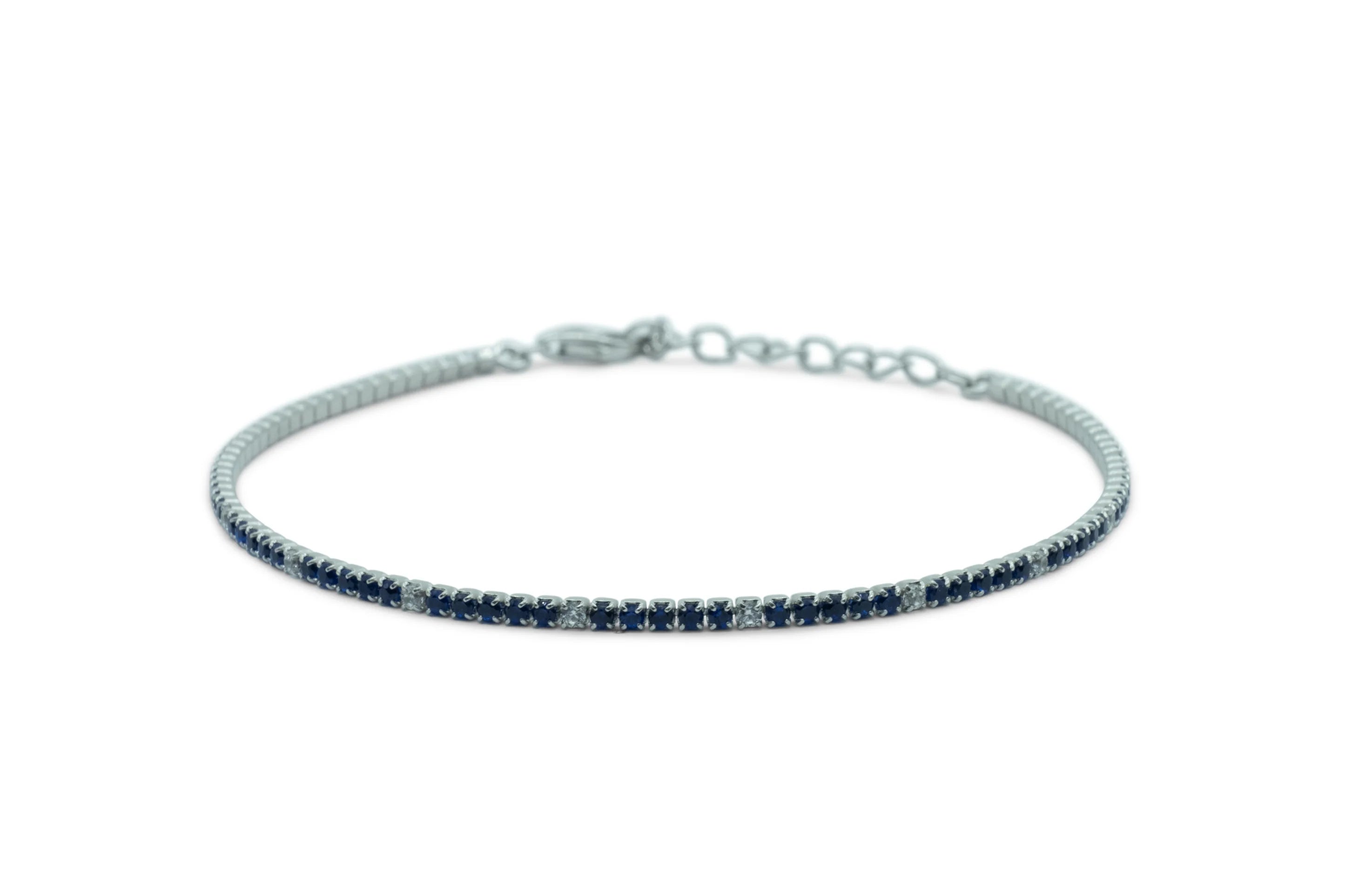 Bracciale Dilvdò Tennis 1.5mm Silver Blue & White
