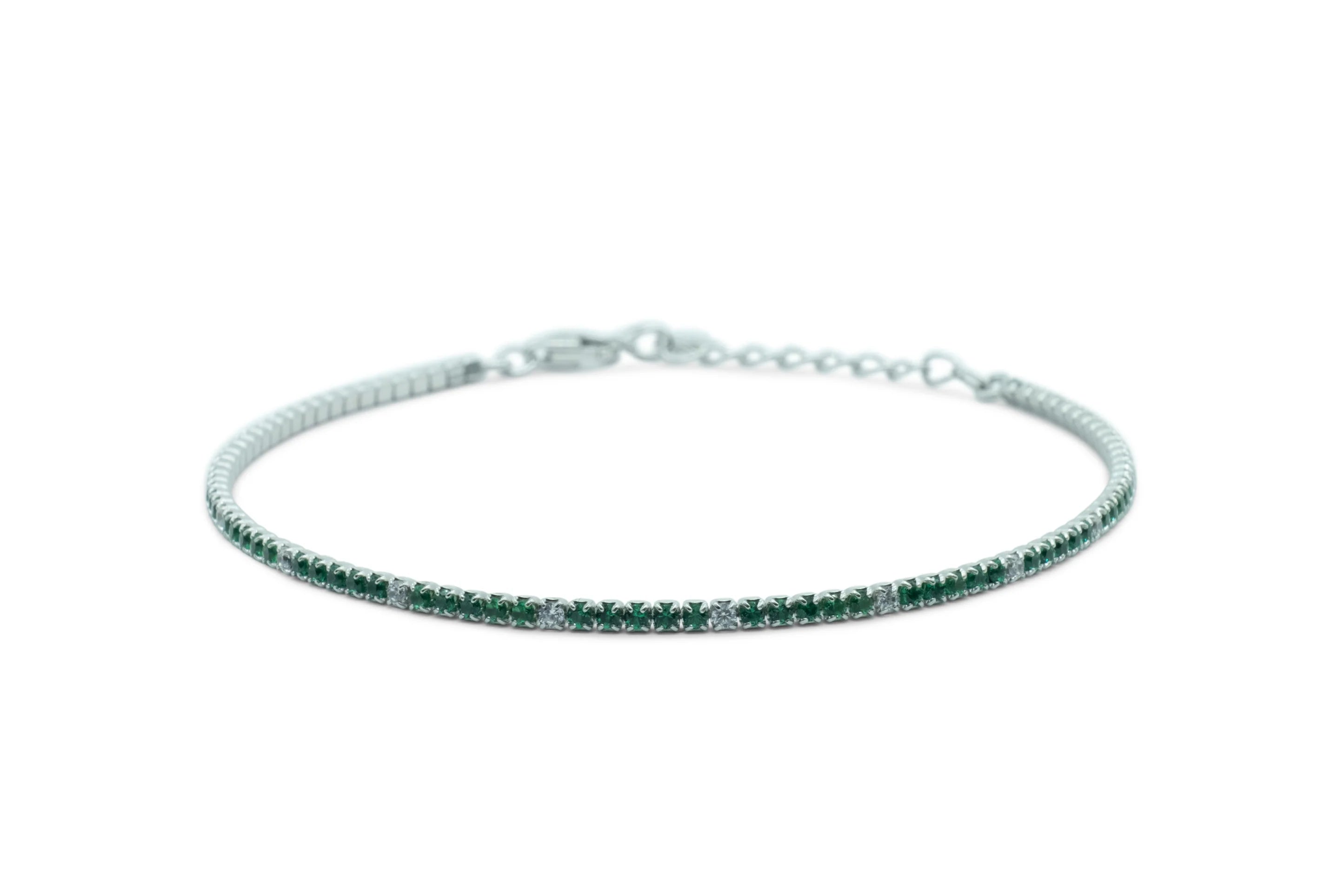 Bracciale Dilvdò Tennis 1.5mm Silver Green & White