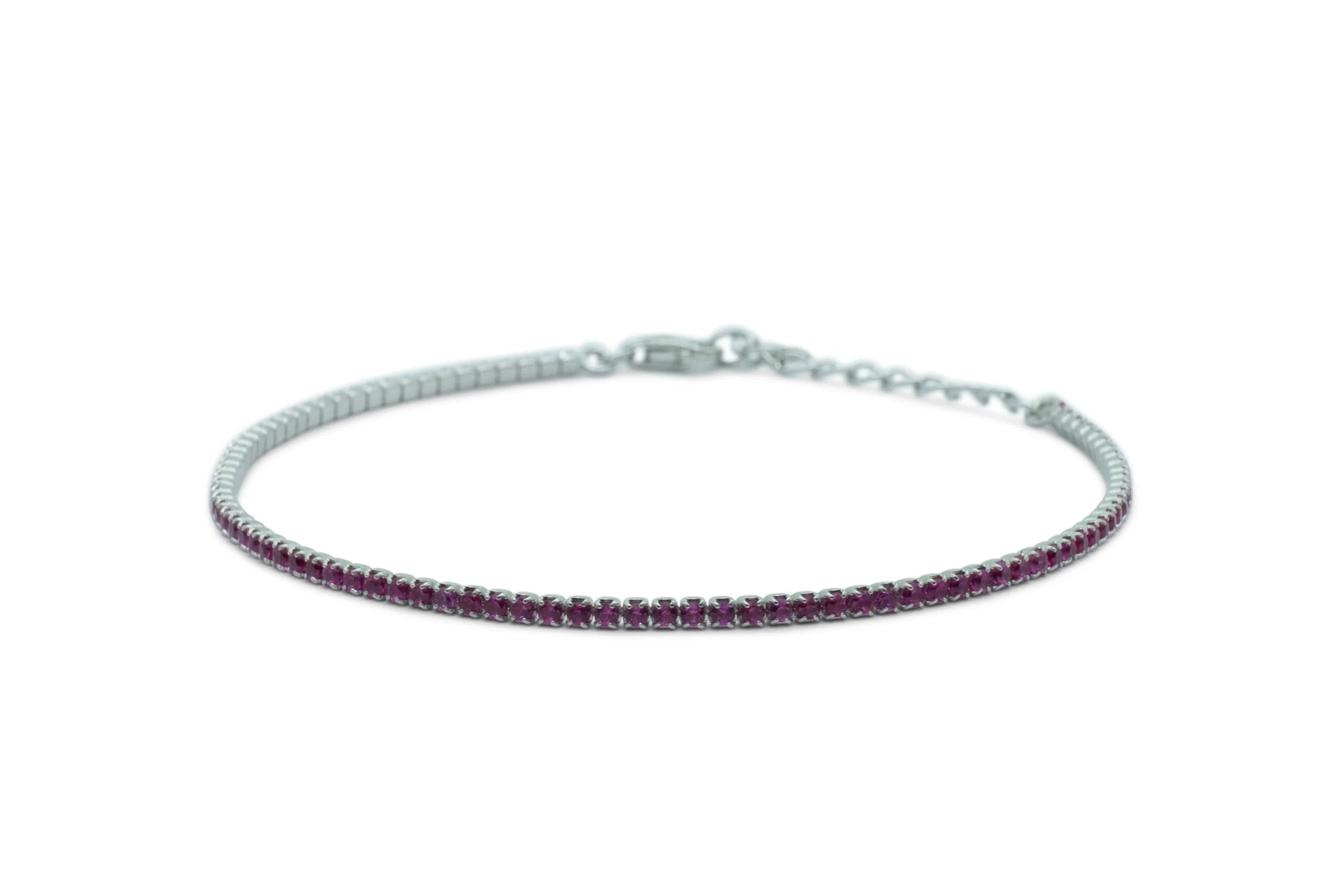 Bracciale Dilvdò Tennis 1.5mm Silver Ruby